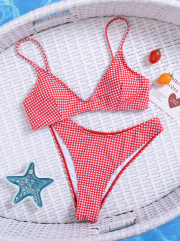 Hot Pink Plaid Bikini Bottom