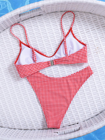 Hot Pink Plaid Bikini Bottom