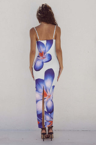 Strappy Floral Print Fitted Dress