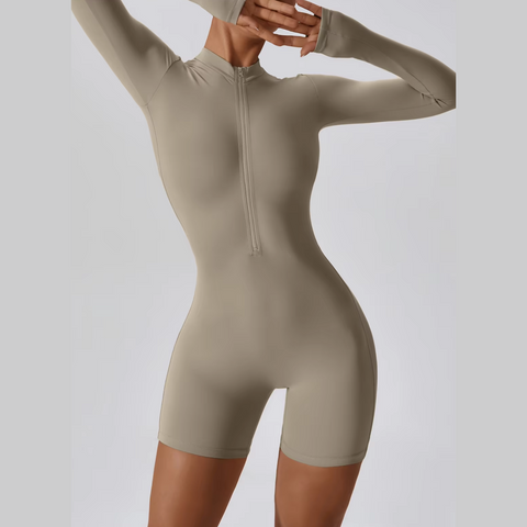 Karina - Long Sleeve Zipper Active Romper