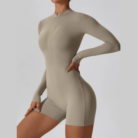Karina - Long Sleeve Zipper Active Romper