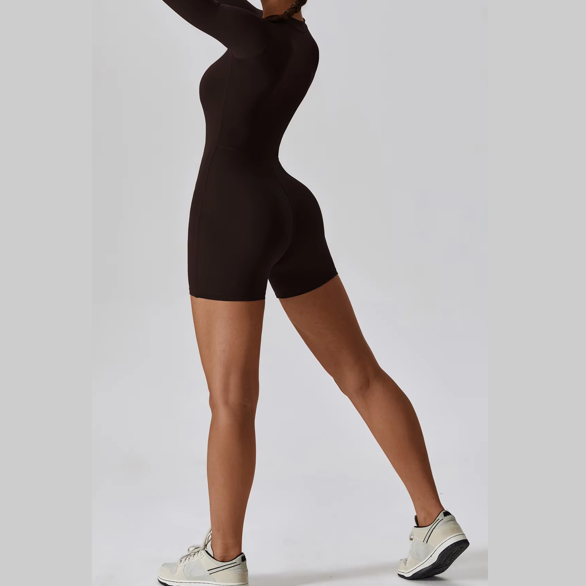 Karina - Long Sleeve Zipper Active Romper