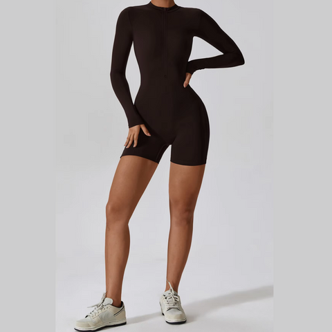 Karina - Long Sleeve Zipper Active Romper