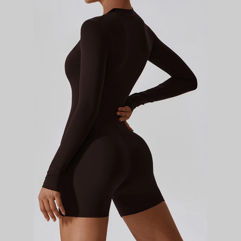 Karina - Long Sleeve Zipper Active Romper