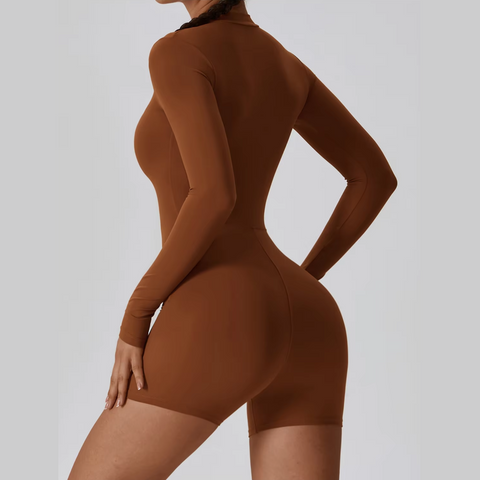 Karina - Long Sleeve Zipper Active Romper