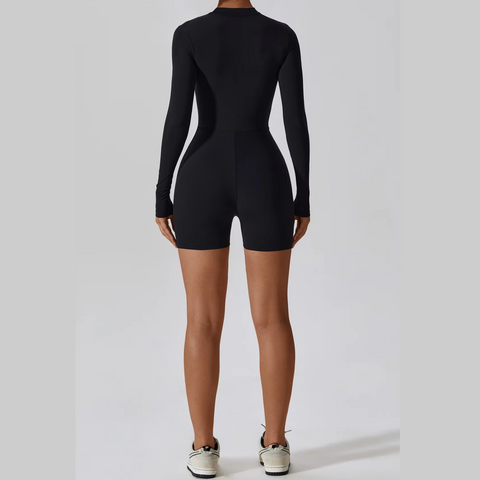 Karina - Long Sleeve Zipper Active Romper