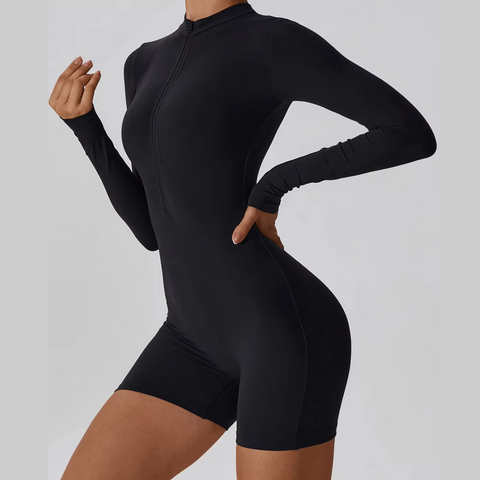 Karina - Long Sleeve Zipper Active Romper