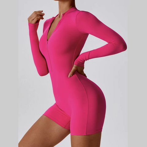 Karina - Long Sleeve Zipper Active Romper