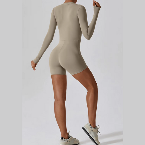 Karina - Long Sleeve Zipper Active Romper