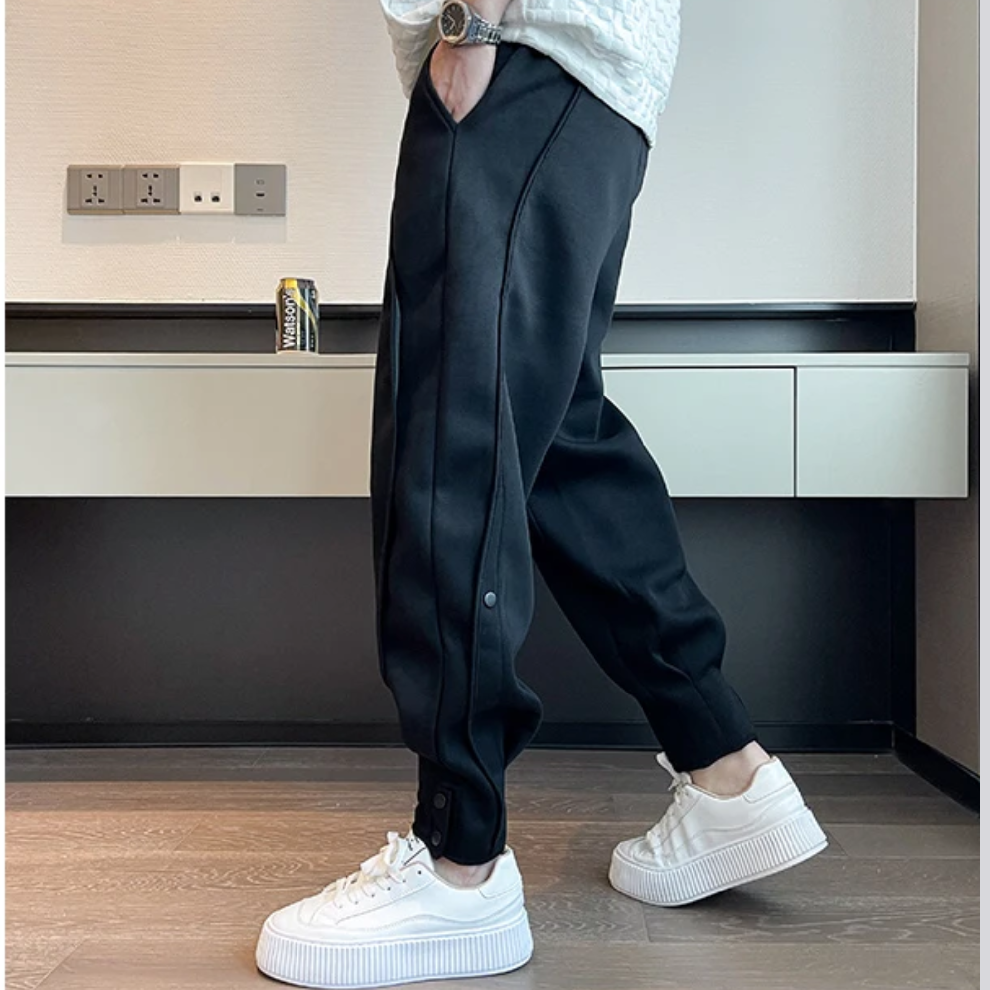 Lorenzo - Men's Casual Sweatpants With Button Ankle Cuffs
