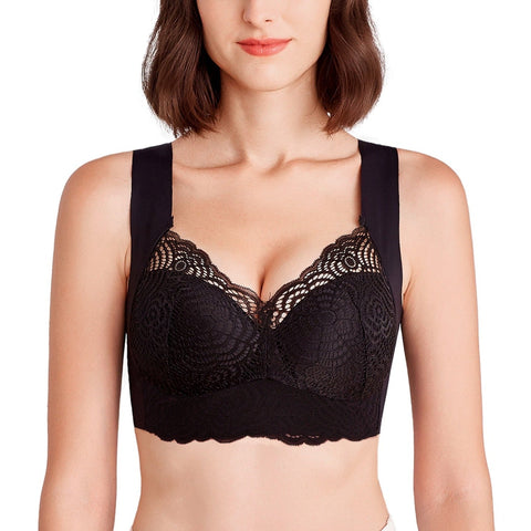 Magic Wire Free Lace Bra Thin Cup Plus Size