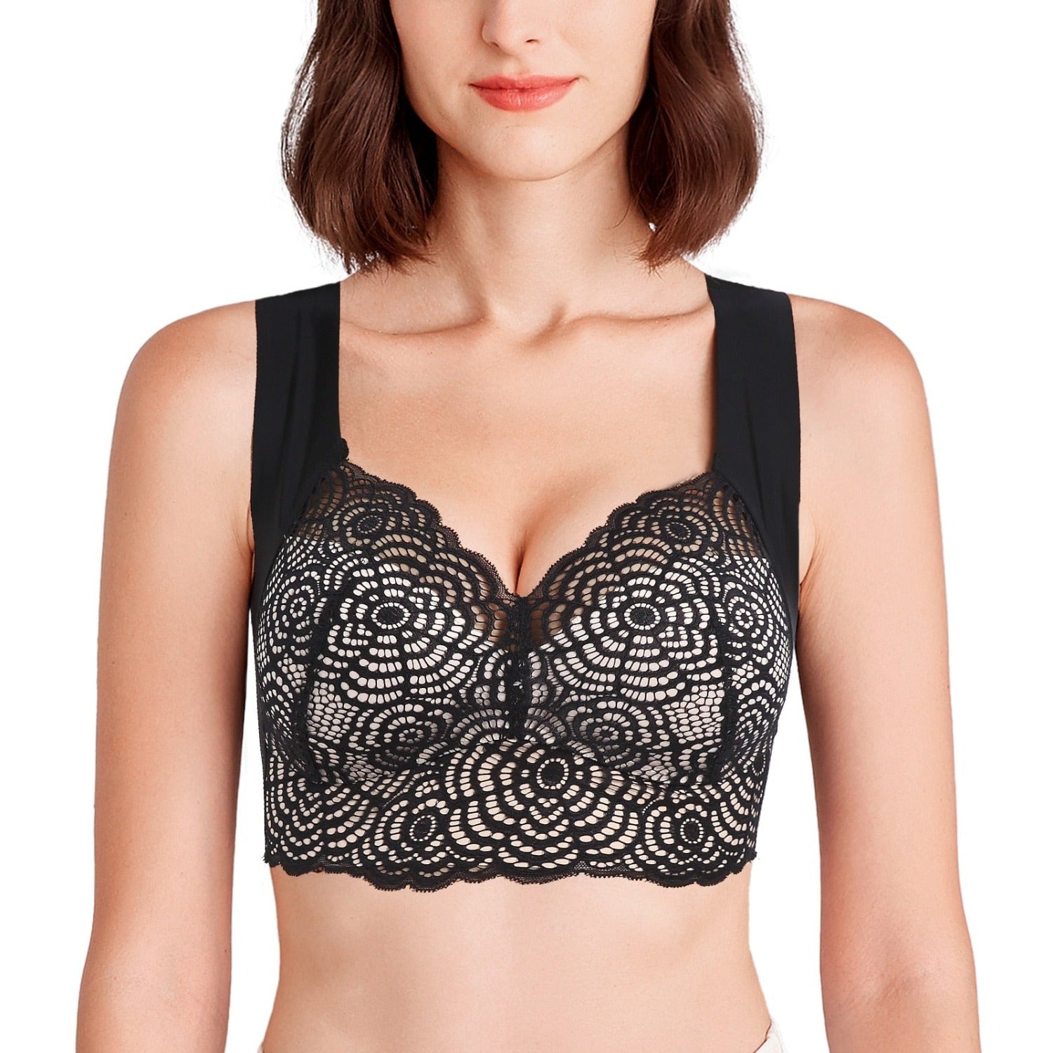 Magic Wire Free Lace Bra Thin Cup Plus Size