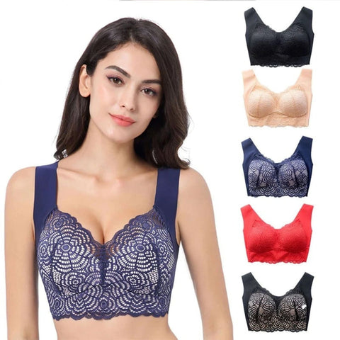 Magic Wire Free Lace Bra Thin Cup Plus Size