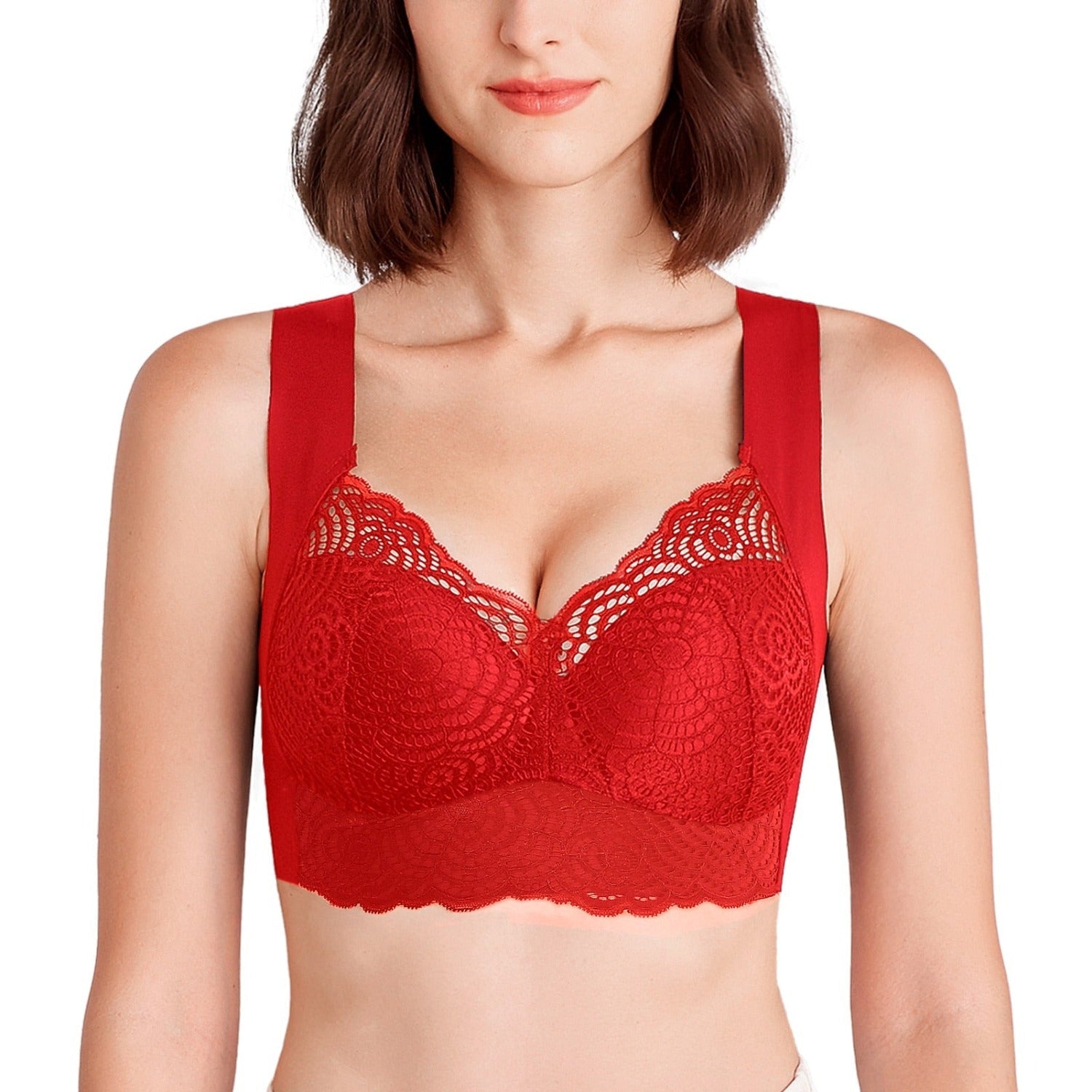 Magic Wire Free Lace Bra Thin Cup Plus Size