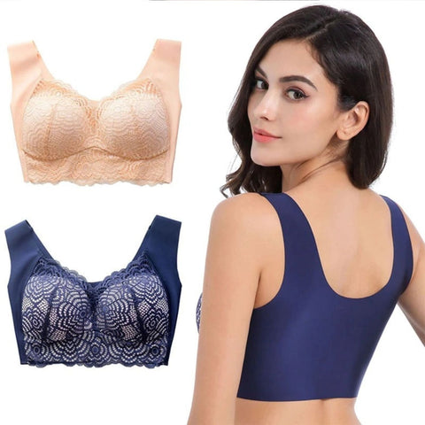 Magic Wire Free Lace Bra Thin Cup Plus Size