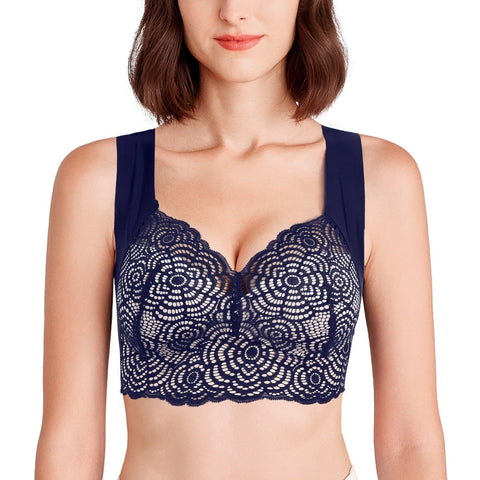 Magic Wire Free Lace Bra Thin Cup Plus Size