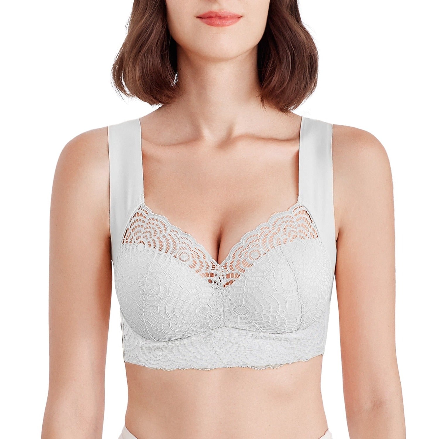 Magic Wire Free Lace Bra Thin Cup Plus Size