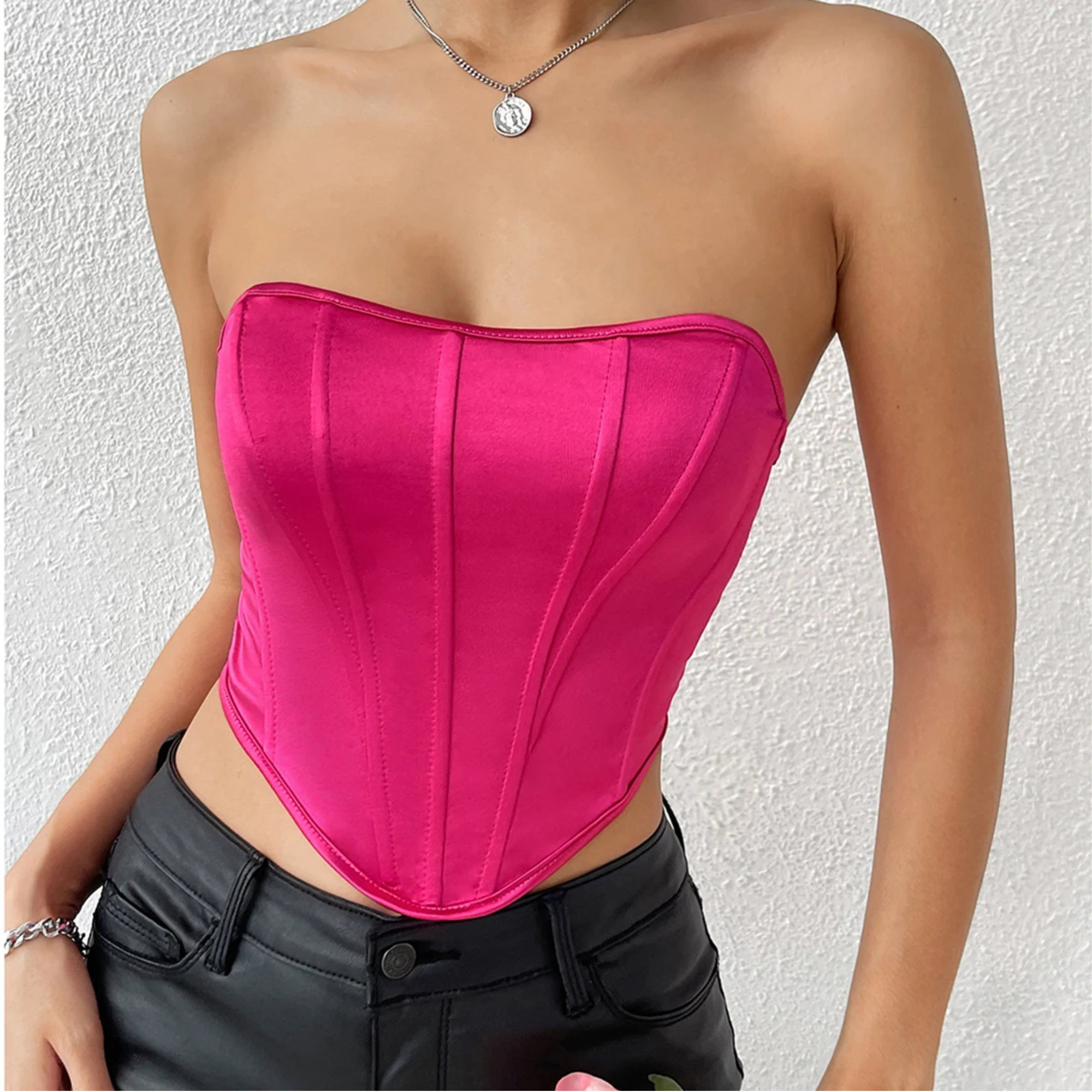 Mona - Strapless Fishbone Corset Crop Top