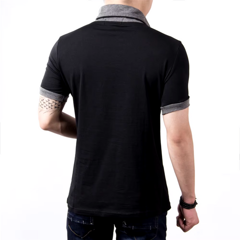 Onyx - Gray Patchwork V Collar T-Shirt