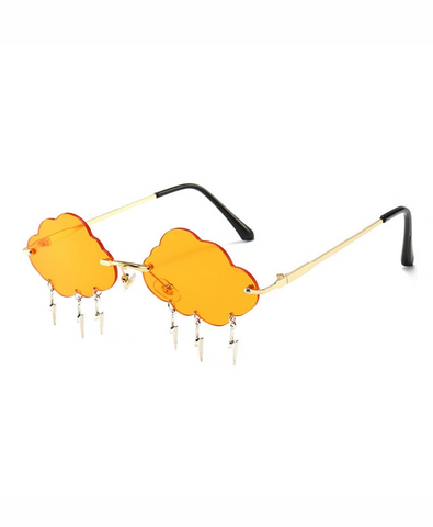 Rimless Cloud Sunglasses With Lightening Tassels