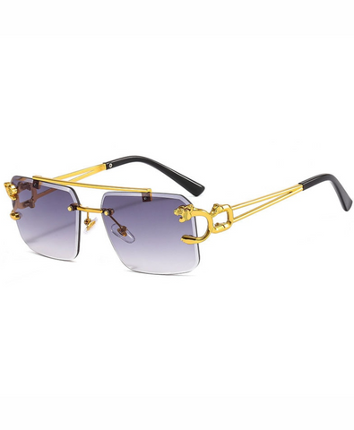 Gradient Frame Double Bridge Rimless Sunglasses