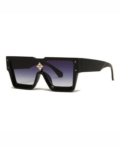Oversized Crystal Frame Squared Sunglasses
