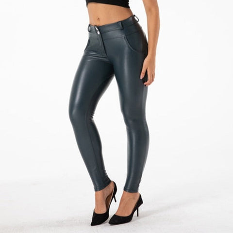 Cheeky Blue Faux Leather Butt Lift Pants