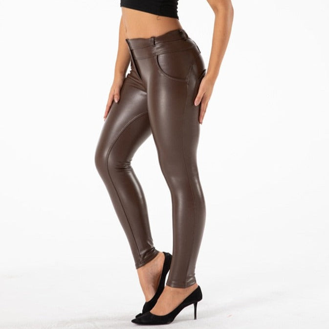 Cheeky Brown PU Faux Leather Butt Lift Pants