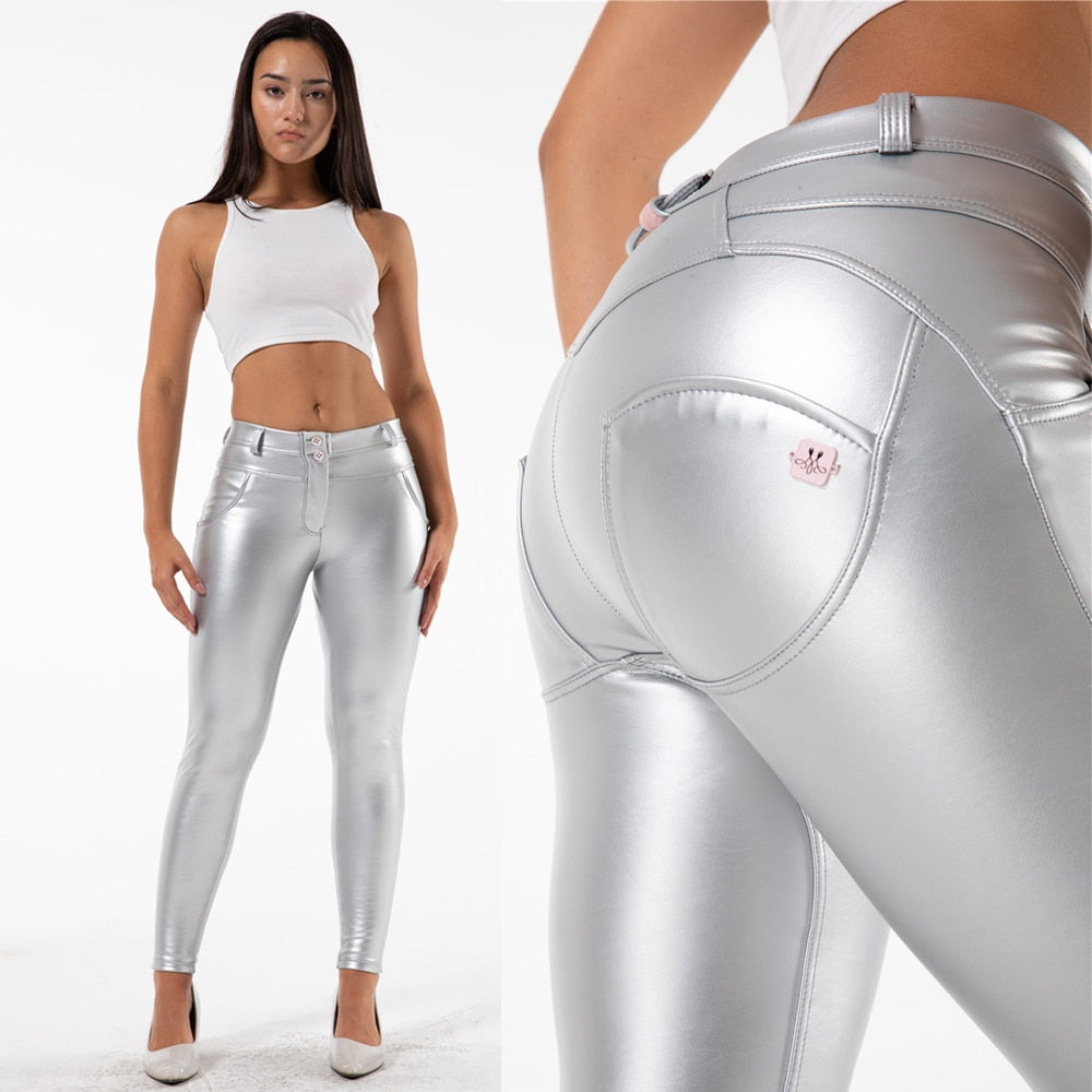 Cheeky Silver PU Butt Lift Pants