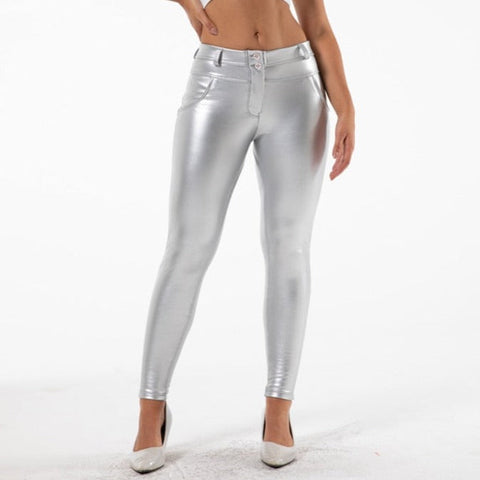 Cheeky Silver PU Butt Lift Pants