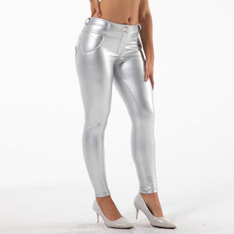 Cheeky Silver PU Butt Lift Pants