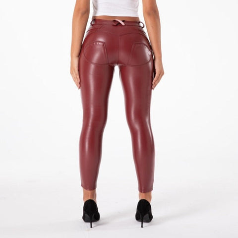 Cheeky Burgundy PU Faux Leather Butt Lift Pants