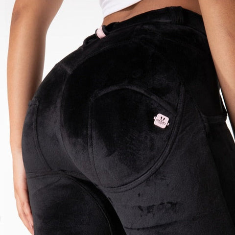 Cheeky Black Faux Velvet Butt Lift Pants