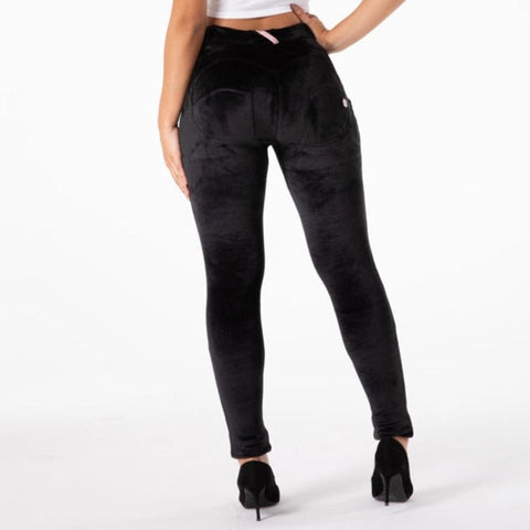 Cheeky Black Faux Velvet Butt Lift Pants