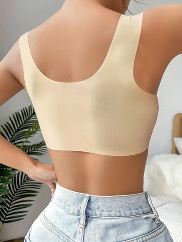 Lace Seamless Wirefree Push-up Pus size Full Coverage Bra Nude