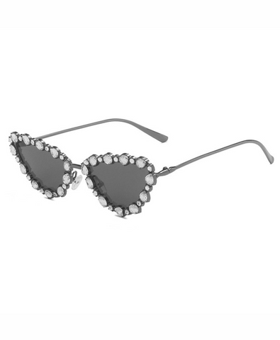 Rhinestone Fever - Embellished Cat Eye Sunglasses