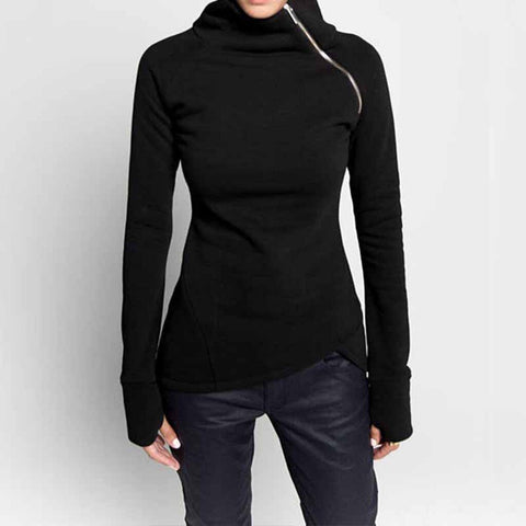 Turtleneck Long Sleeve Women’s Zipper Jacket