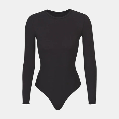 Langärmliger Tanga-Bodysuit mit Rundhalsausschnitt