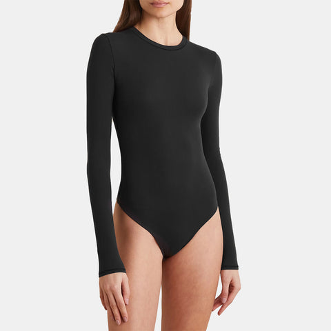 Langärmliger Tanga-Bodysuit mit Rundhalsausschnitt