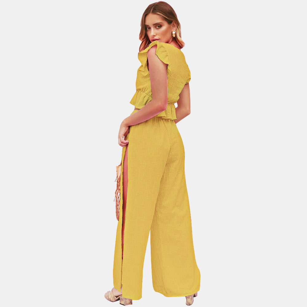 Crop Top & Wide Leg Pants Set