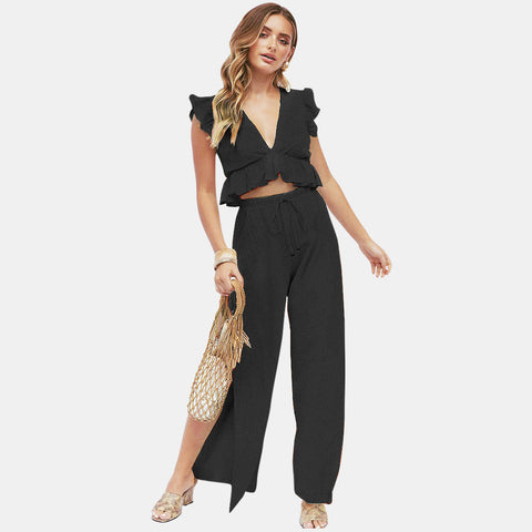 Crop Top & Wide Leg Pants Set