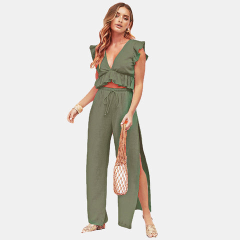 Crop Top & Wide Leg Pants Set