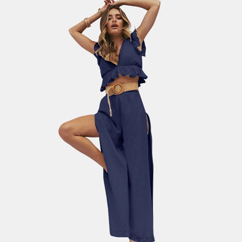 Crop Top & Wide Leg Pants Set