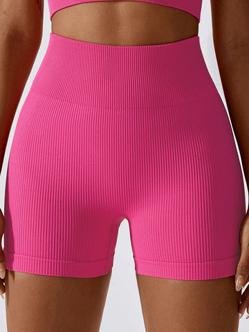 Nahtlose Yoga-Shorts mit Rippenmuster und Bauchkontrolle 