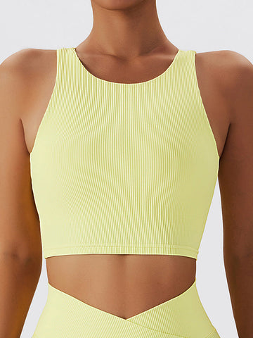 Live In Rib Crew Neck Backless Crop Top