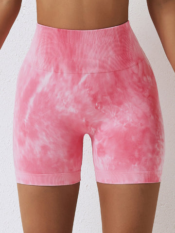 Nahtlose Yoga-Shorts mit Batikmuster und Scrunch-Design 