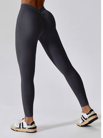 Nahtlose Leggings mit V-Ausschnitt und melierter Rückseite 