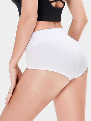 Soft Cotton High-Cut Briefs Breathable Panties White