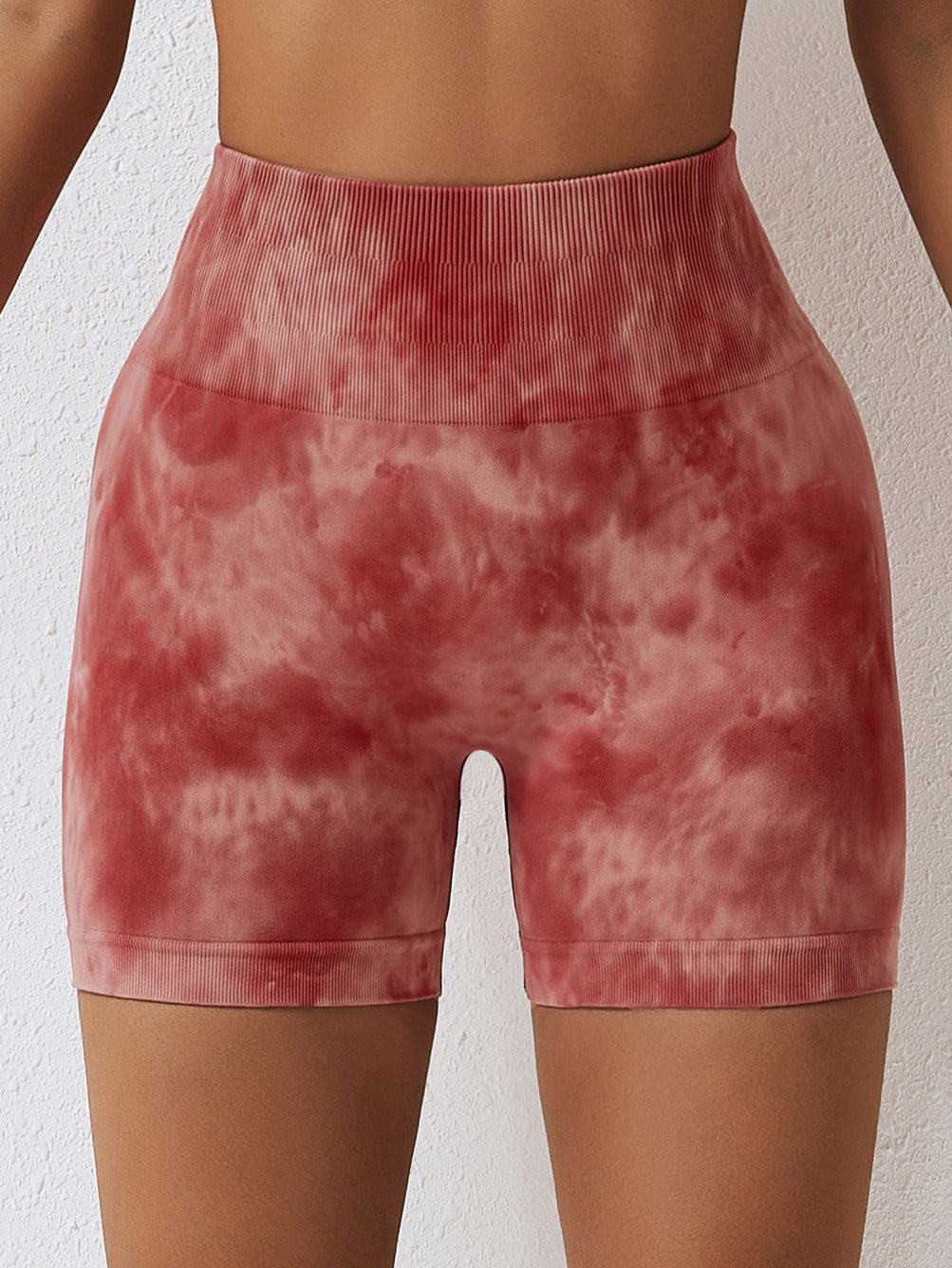 Pantalones cortos de yoga sin costuras con efecto tie-dye 