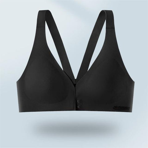 Deep V Minimizer Front Closure Push-up Wireless Bra Black